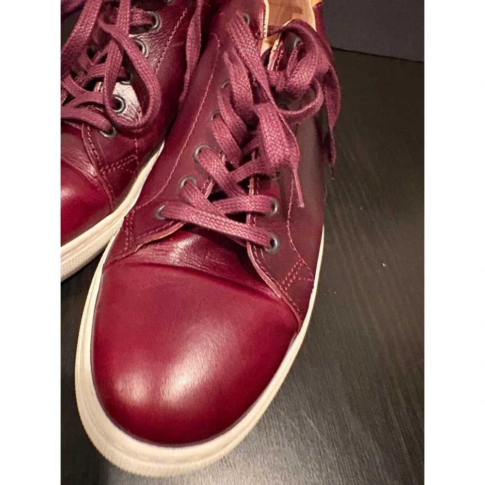 Modern Fiction Homme Mens Sneakers‎ Leather 10.5 Burgundy Low Top Contrast Heel